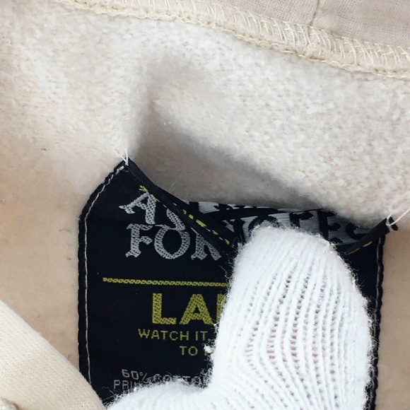 Linda Finegold ALF Womens Hoodie Cream Lost Paradise Floral Skull Pullover Sz L - Picture 12 of 12